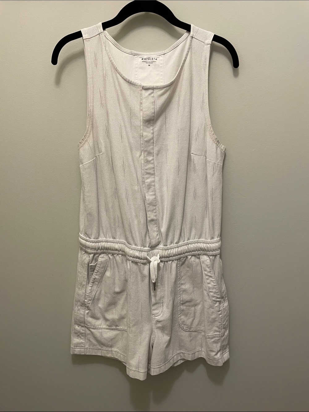 Athleta White Sleeveless Drawstring Waist Romper